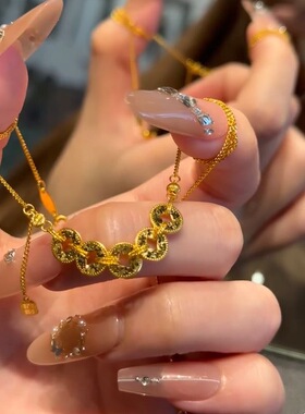 铜碎碎金钱多多项链中式简项链