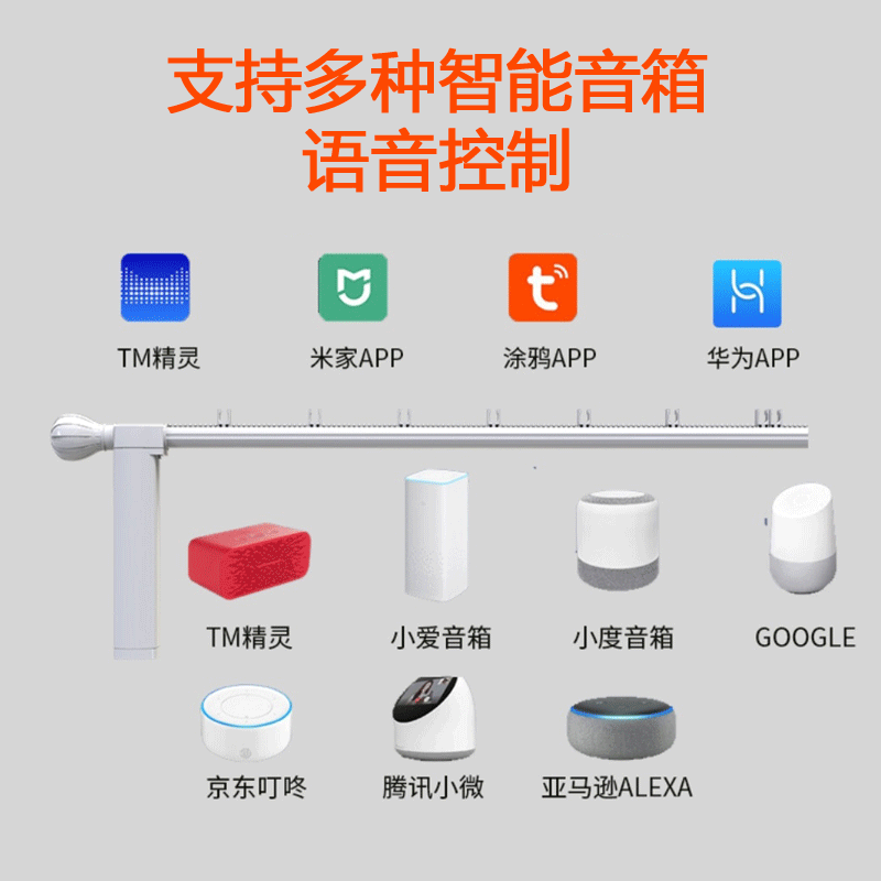 小度打孔式智能电动窗帘华为小艺罗马杆涂鸦Zigbee双轨道语音窗帘