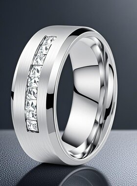 不锈钢戒指男款高级感不掉色镶钻小众钛钢饰品手饰ins风潮流设