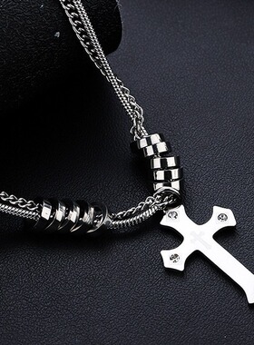 十字架项链男钛钢不掉色高级感个性百搭配饰女潮夏季小众简约饰品