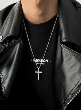 十字架项链男百搭嘻哈吊坠朋克风ins时尚链条毛衣链女潮配饰新