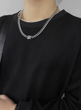 古巴钛钢项链男嘻哈手链欧美潮牌颈链毛衣链时尚饰品锁骨链潮流款