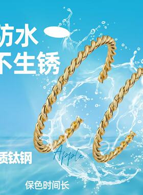 欧美个性潮流ins风螺旋麻花手环不锈钢网红新款镀金夸张手镯