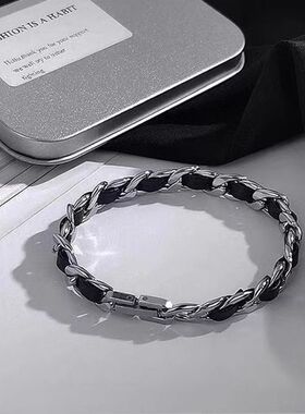 欧美新款手链项链男潮简约冷淡风时尚百搭不褪色小众饰品网编