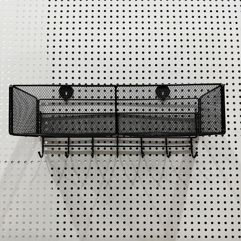 Perforated board accessories metal mesh basket storage rack entry wall