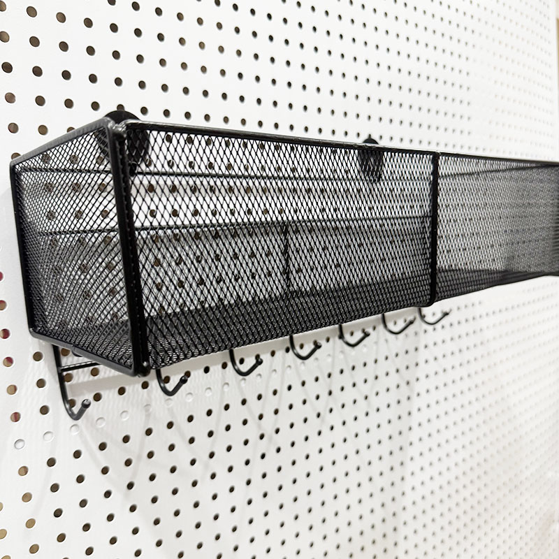Perforated board accessories metal mesh basket storage rack entry wall