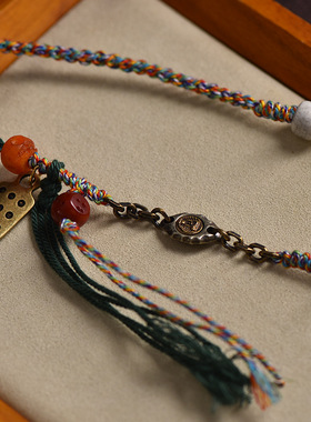 藏式纯手工编织吊坠绳民族风唐卡挂绳配绳挂脖项链绳文玩绳可调节