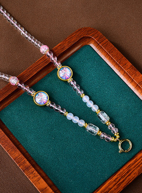 手工串珠唐卡吊坠链水晶项链宋锦文玩蜜蜡挂坠链佛牌挂链快拆扣款