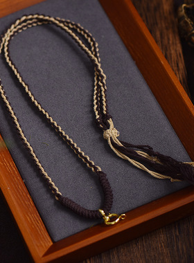 藏式手搓棉绳挂脖吊坠项链配绳国风唐卡佛牌文玩手工配挂高档绳子