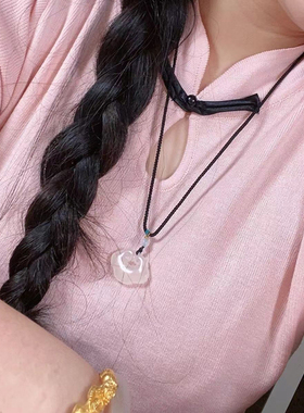 天然白玉髓祥云如意锁吊坠