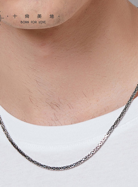 925银粗链子男霸气复古时尚项链