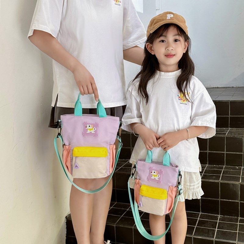 儿童休闲亲子拼色超萌时尚户外出游卡通手提小背包百搭单肩斜挎包,淘宝优惠券,粉丝福利购,淘宝优惠卷