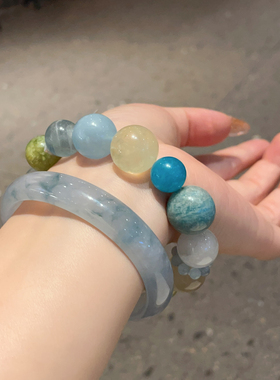 香草薄荷珠珠水晶手链小众设计