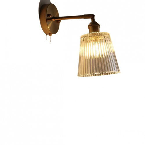 北欧复古黄铜玻璃壁灯卧室床头灯卫生间衣帽间背景墙拉线开关灯具 - 图3