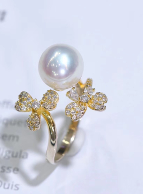 高品质爱迪生天然淡水大颗珍珠戒指指环正圆强光精工镶嵌多款式