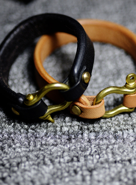 cigar楠哥手作马蹄扣枥木鞍革意大利OLP赫尔曼植鞣革皮手环皮手镯