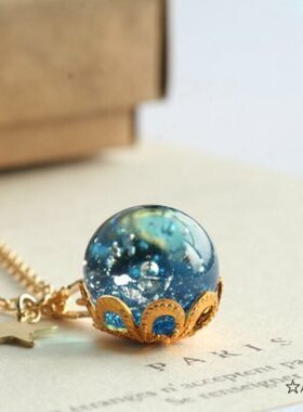 豆记のCreema minne日本代购匠人手作玻璃宇宙星球项链吊坠