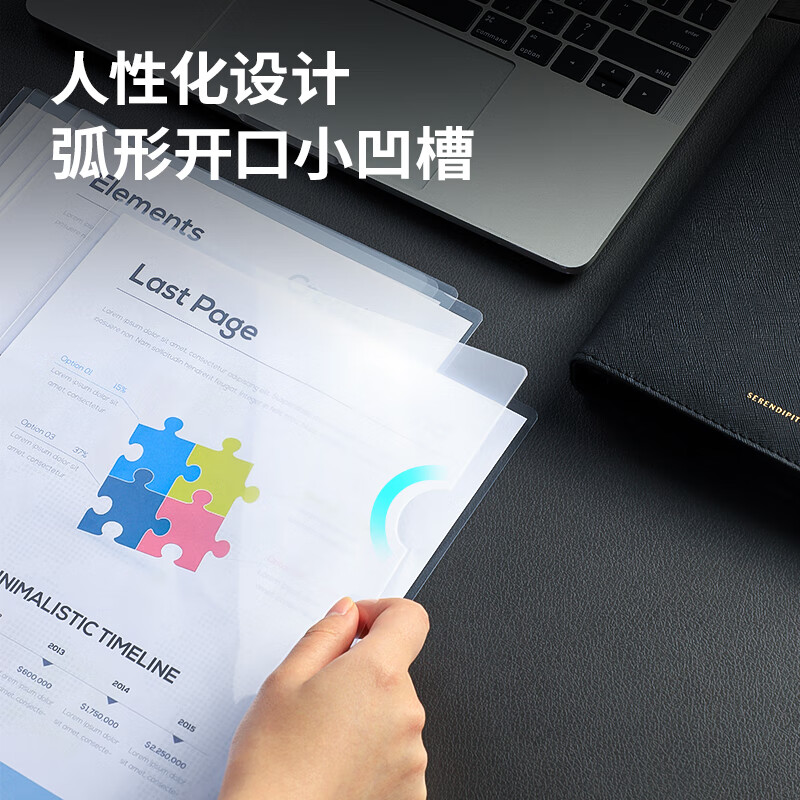 得力L型文件夹批发透明单页夹A4插页资料袋单片夹文件保护套办公用品试卷保护膜两边开口加厚简历塑料文件夹 - 图2