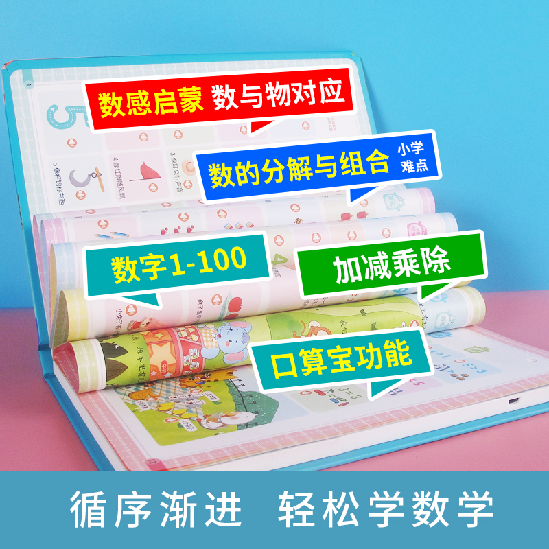 会说话的数学启蒙早教幼儿有声书益智趣味数学思维训练绘本幼小衔接宝宝数字启蒙教具学习发声点读书幼儿读物幼儿园小中班教材玩具 - 图0