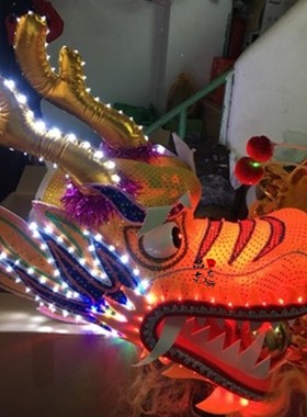 龙灯舞龙LED灯光龙夜光龙头道具 舞龙配件社火舞狮龙灯工艺品龙头