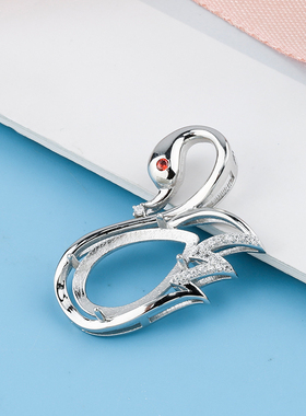 纯银水滴蜜蜡琥珀碧玺吊坠空托