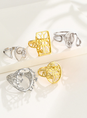 鑫泓泰女DIY镶嵌蜜蜡玉石戒指托