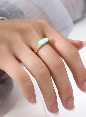 马鞍方形戒指空托男款中国风简约