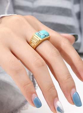 国潮马鞍戒指空托男款方形戒指托