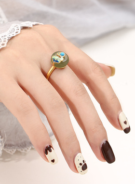 复古平安扣戒指空托盘珠扁珠戒托