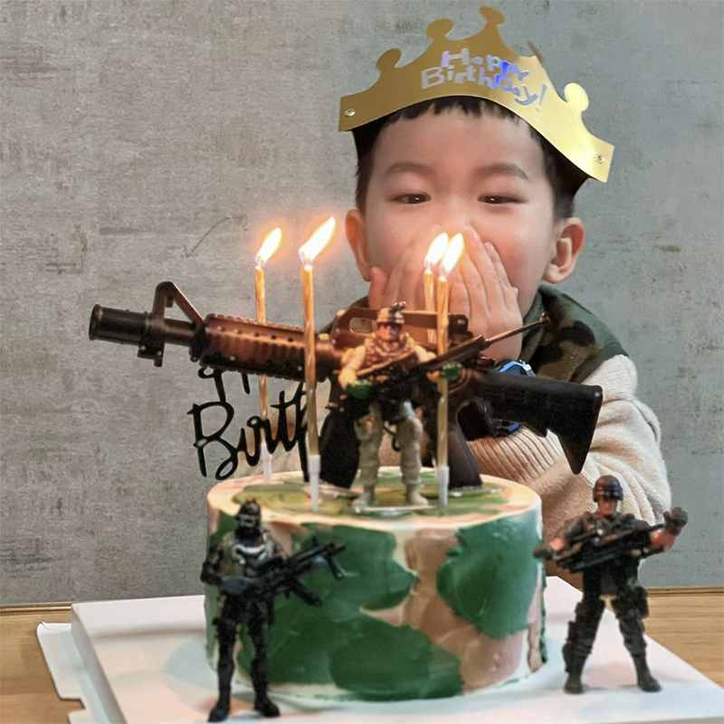 包邮网红生日蛋糕装饰摆件军事主题玩具枪坦克飞机特种兵男孩插件 - 图3