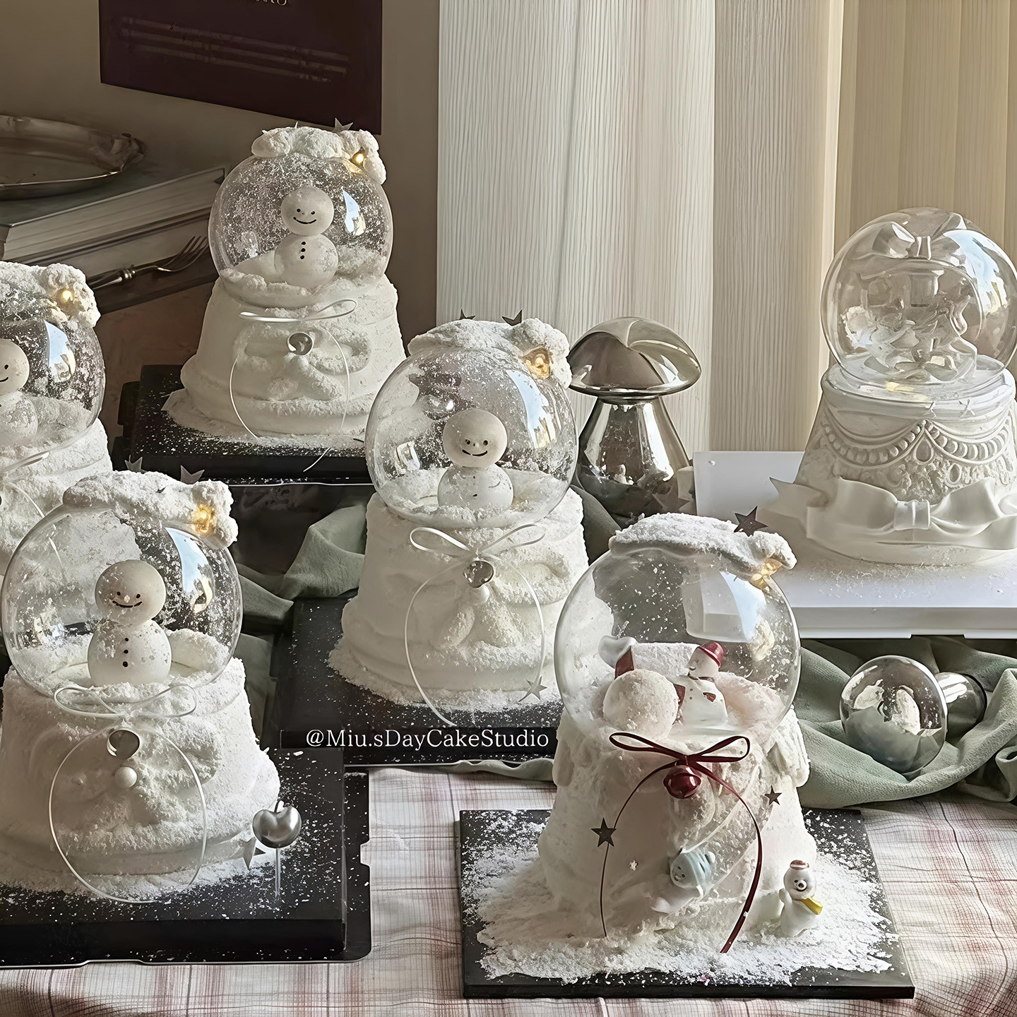 网红圣诞节新年烘焙蛋糕装饰摆件塑料水晶球透明罩玻璃罩雪人插件,淘宝优惠券,粉丝福利购,淘宝优惠卷