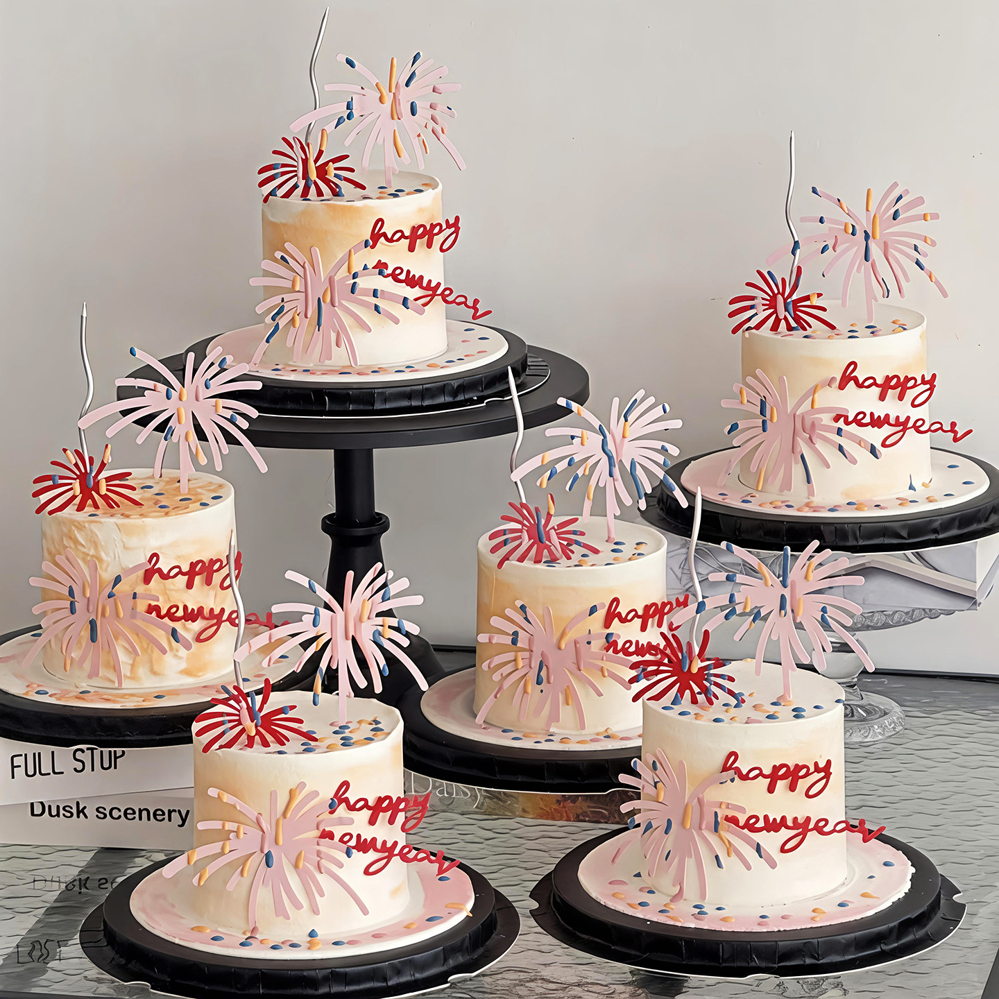 包邮2026跨年元旦马年蛋糕装饰插件亚克力红金礼花新年快乐插件,淘宝优惠券,粉丝福利购,淘宝优惠卷