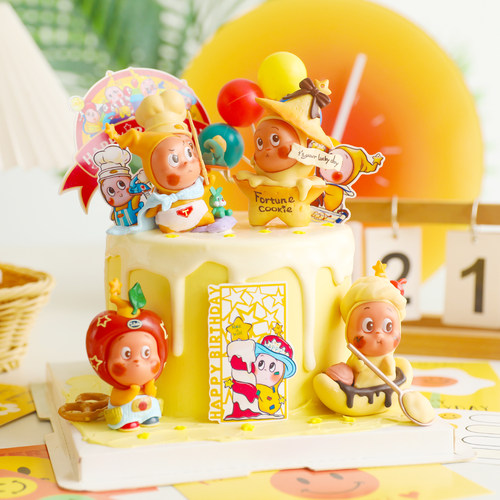 包邮星星人星仔卡通摆件网红生日蛋糕装饰蜡烛厨师恐龙儿童插件 - 图1