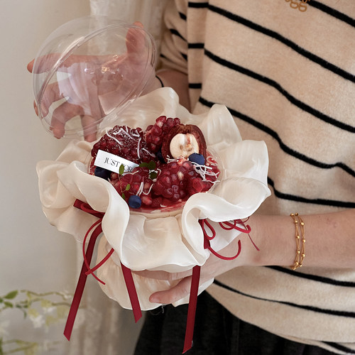 佳妍圣诞节新年网红烘焙蛋糕装饰草莓花束配件褶皱围边丝带插件 - 图3