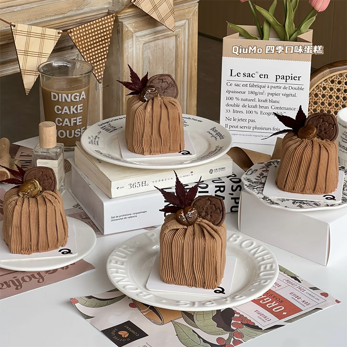 包邮ins风网红烘焙蛋糕装饰摆件考拉浣熊松鼠板栗枫叶饼干插件 - 图2