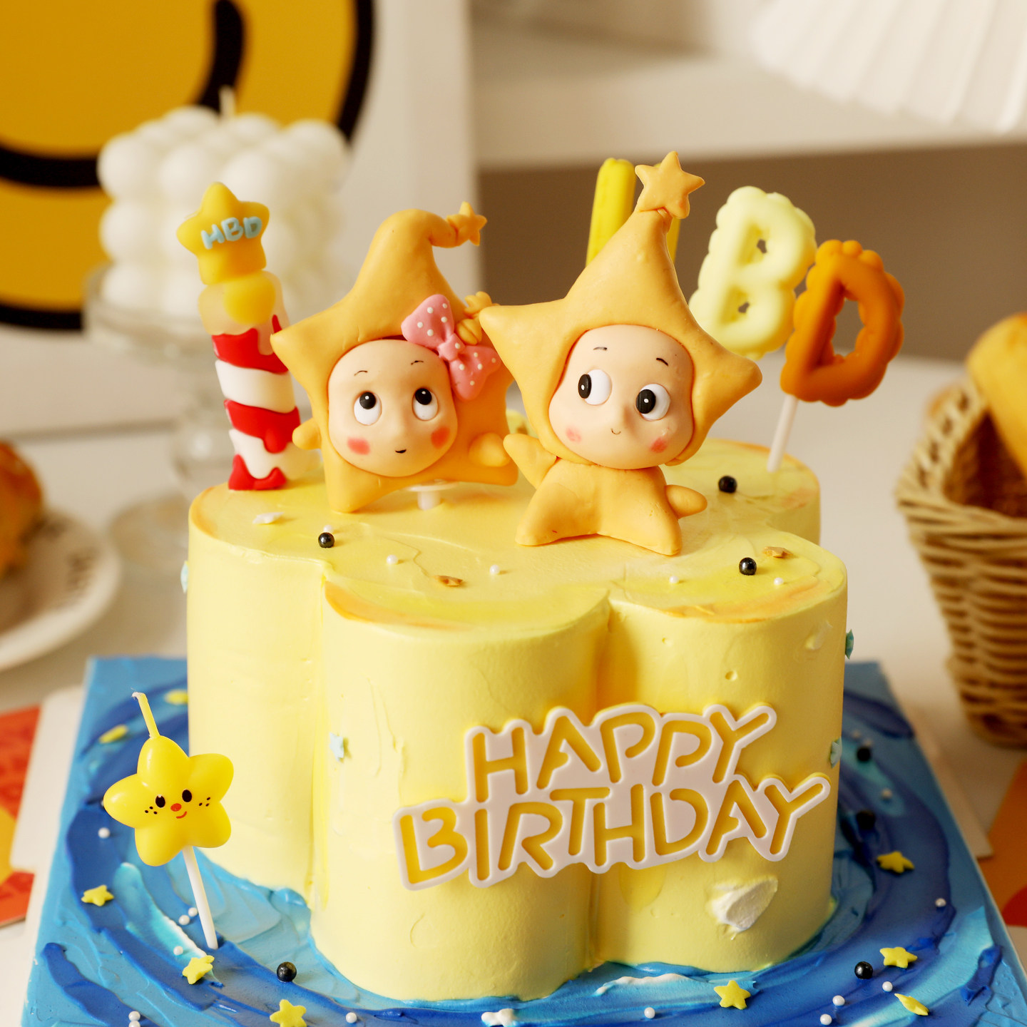 包邮网红生日蛋糕装饰摆件HBD星星人星仔软陶卡通甜品台插件插卡,淘宝优惠券,粉丝福利购,淘宝优惠卷