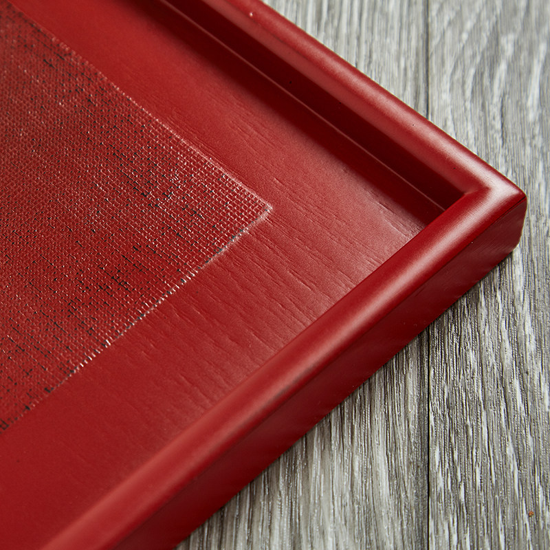 特色日式木质茶盘小号 极有家 红黑防滑贴布小托盘收纳 木质果盘,淘宝优惠券,粉丝福利购,淘宝优惠卷