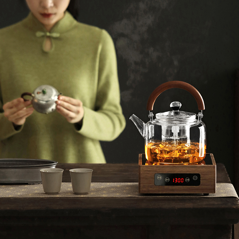 尚言坊严选胡桃木电陶炉煮茶器电热炉加热煮茶壶保温炉单炉子泡茶