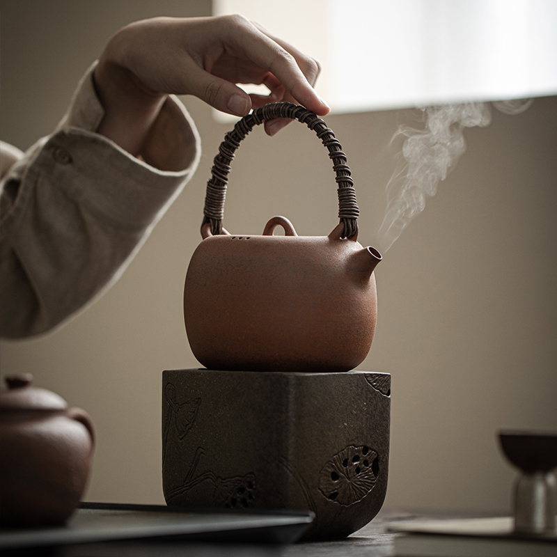 尚言坊严选围炉煮茶壶煮茶器罐罐茶煮茶壶侧把壶围炉陶壶碳明火
