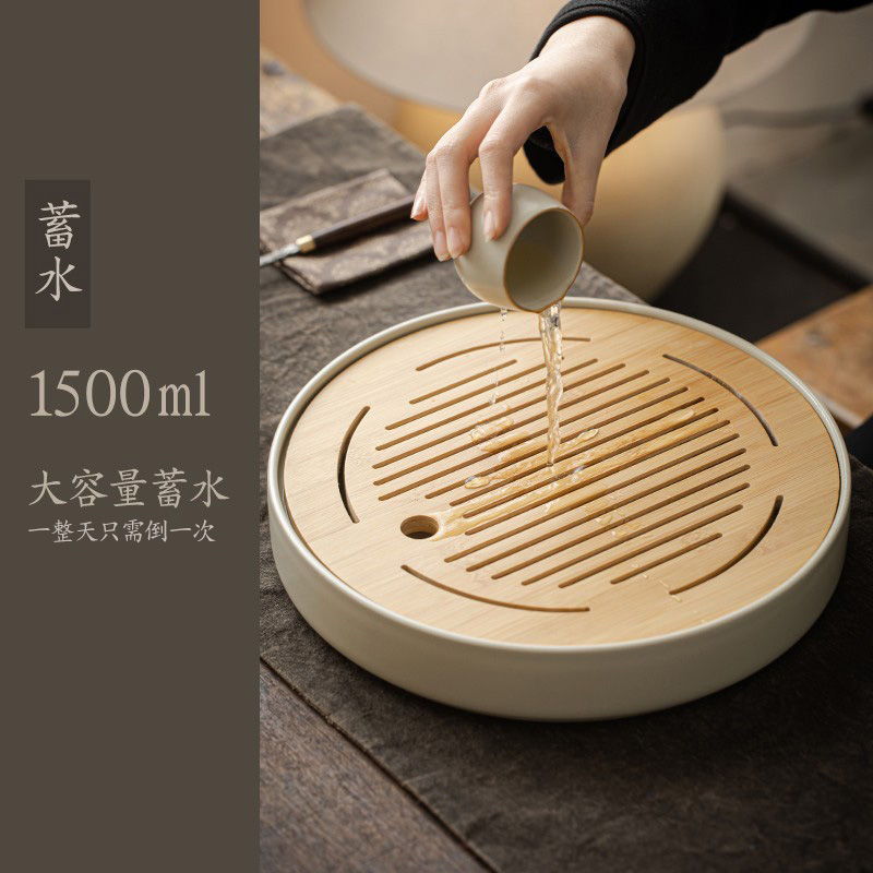 尚言坊 礼盒装汝窑功夫茶具套装家用泡茶壶轻奢高档全套圆形茶盘