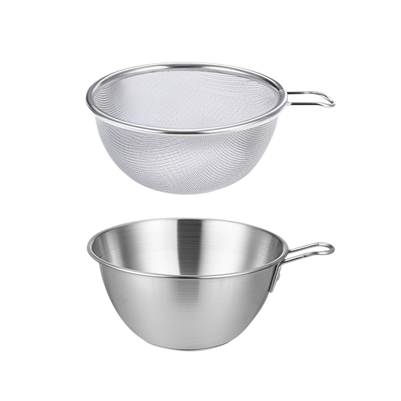 沃德百惠304不锈钢淘米神器沥水篮小带把手柄洗水果菜盆漏碗网篮 - 图3