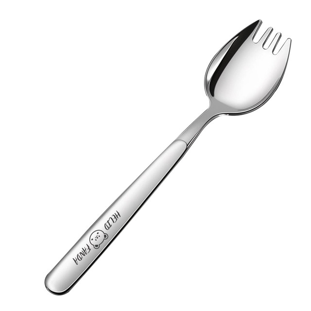 316 stainless steel dual-purpose spoon fork integrated two-in-one long handle creative salad spoon dessert fruit fork fork tableware