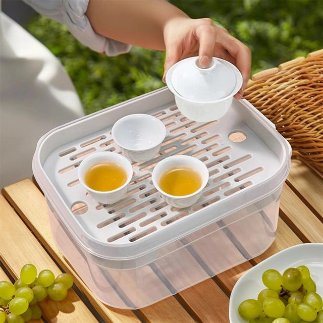 ຊຸດຊາ Portable ກາງແຈ້ງ camping drain tray ຄົວເຮືອນຫນຶ່ງຫມໍ້ສີ່ຈອກ kung fu teapot ຈອກຊາສໍາເລັດຊຸດ