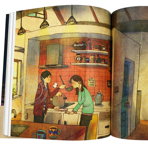 台版 爱小时光 W两个世界 love is 爱小时光1 送明信片 漫画书 韩国剧插画书 繁体中文进口图书 原装正版书 puuung 李钟硕同款 - 图3