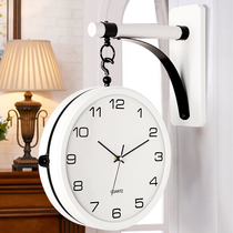 Hantime European style light extravagant hanging clock living room minimalist bifacial clock muted creative two sides white hanging table hds03