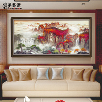 Landscape Scenery Hand-painted Oil Painting New Chinese Living Room Decoration Painting book house horizontal version Hongyun When the head hang painted modern allegory