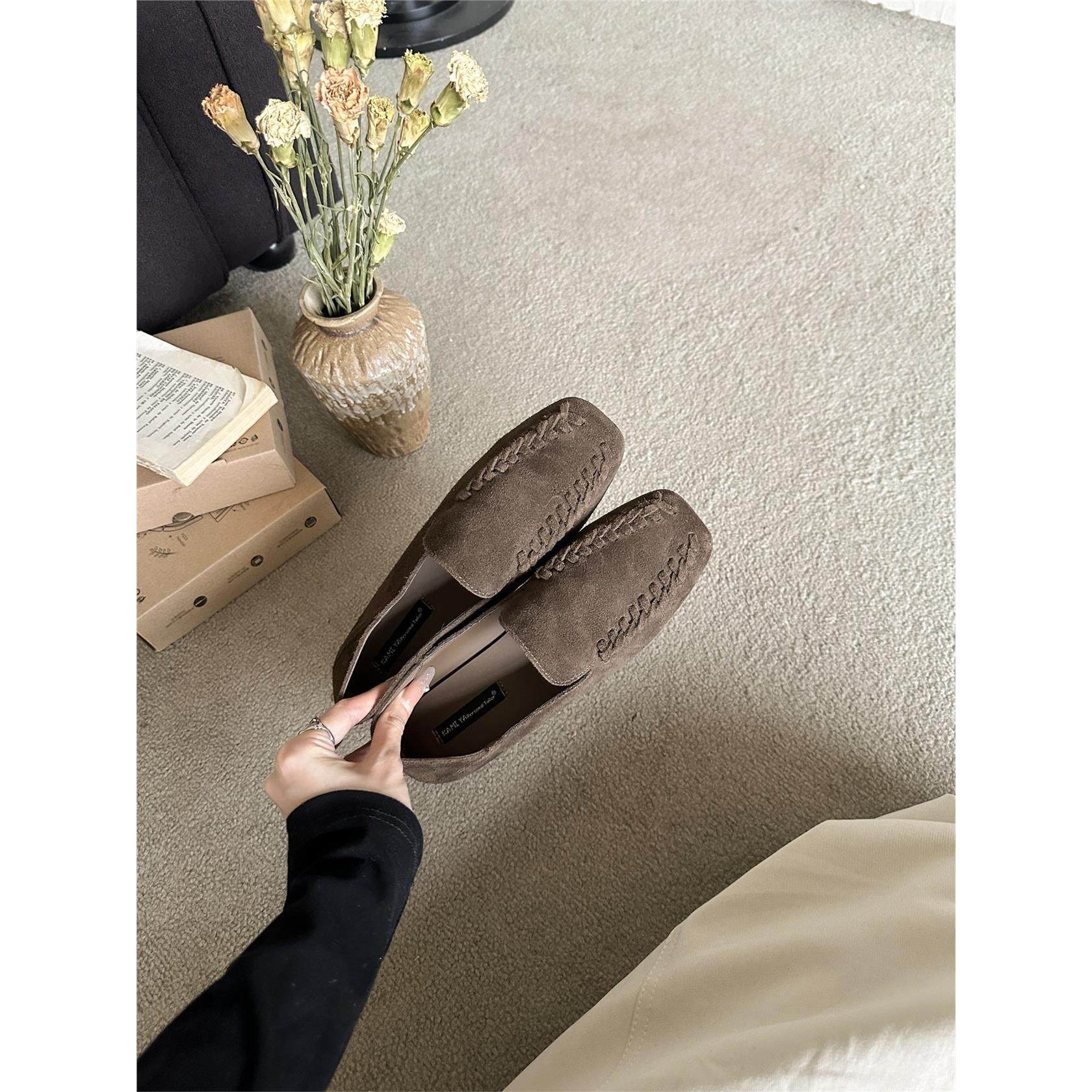 KA MI YA 法式复古一脚蹬乐福鞋女2026年新款软底百搭平底豆豆鞋,淘宝优惠券,粉丝福利购,淘宝优惠卷