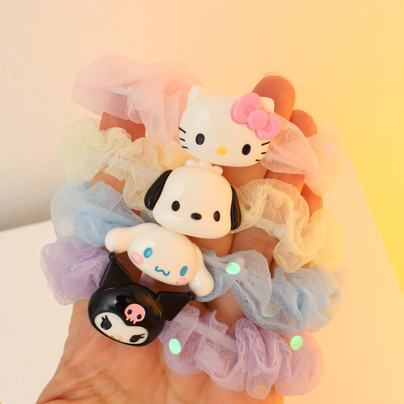 三丽鸥立体雪纺发圈发夹套装少女心可爱玉桂狗凯蒂猫发饰网纱头夹,淘宝优惠券,粉丝福利购,淘宝优惠卷