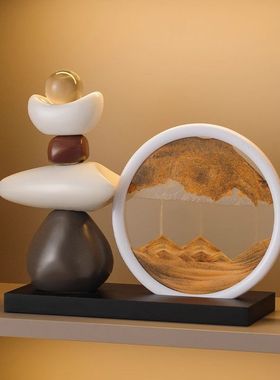 时来运转流沙画摆件装饰品客厅电视柜酒柜玄关轻奢高档高级办公室