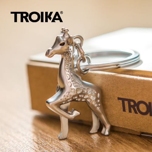 德国TROIKA拓意卡动物钥匙扣长颈鹿金属小挂件汽车钥匙链kr20-05 - 图0